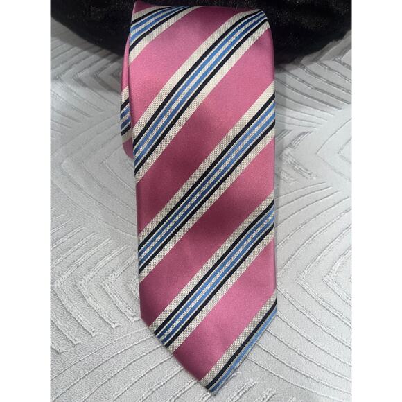 Countess Mara Pink 100% Silk Tie Logo Lined Elegant Classic 58.5” - Picture 1 of 10